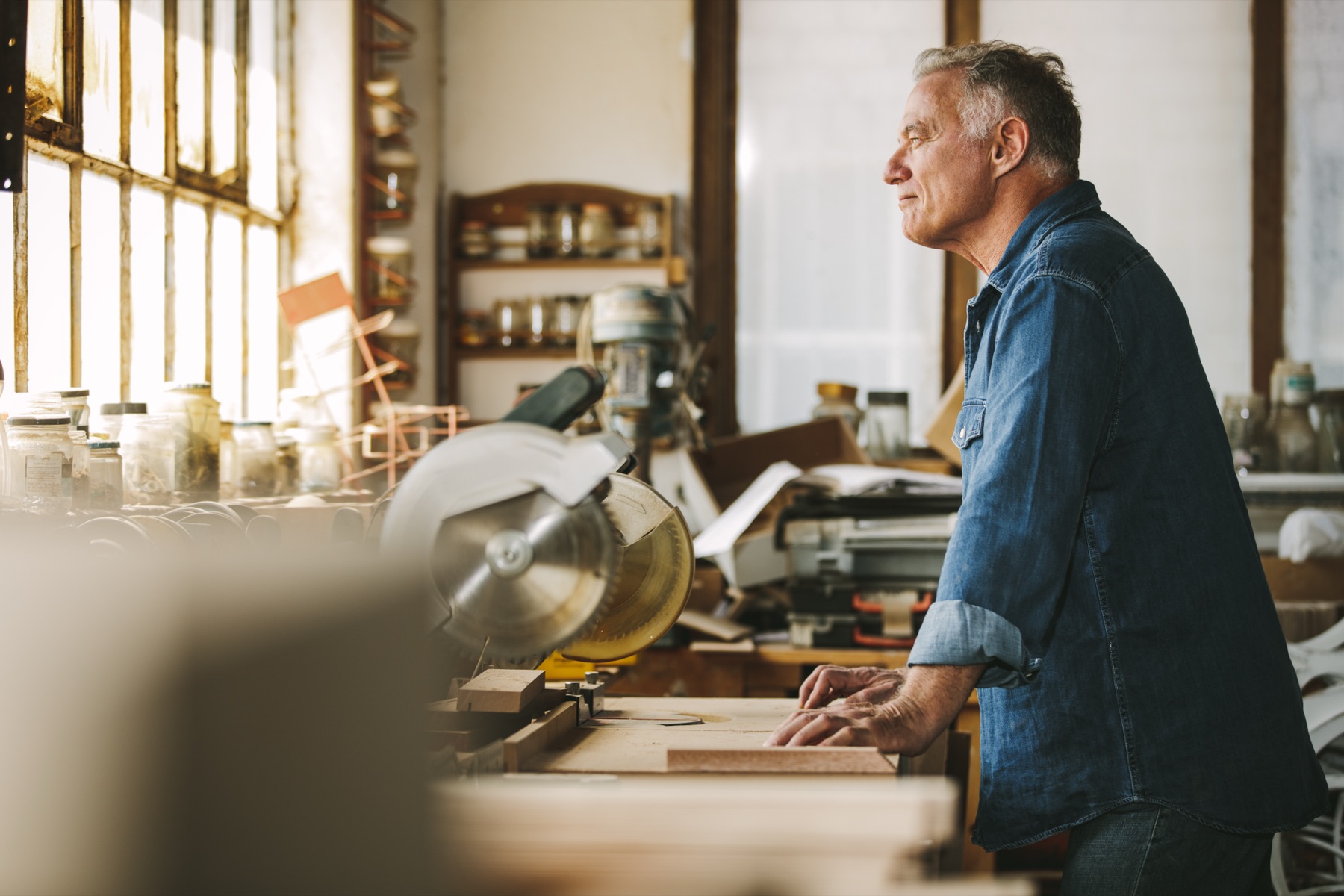 A man at work in his workshop